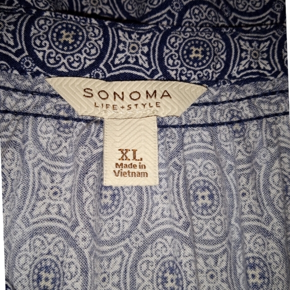 Geo Pattern Tunic Sonoma Lightweight V-Neck 3/4 Slve. Girl Boss Casual Flowy XL - Picture 3 of 9